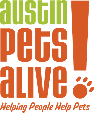 Austin Pets Alive logo in green and orange with a paw print