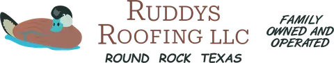Ruddy's Roofing LLC logo: an illustrated ruddy duck beside the business name