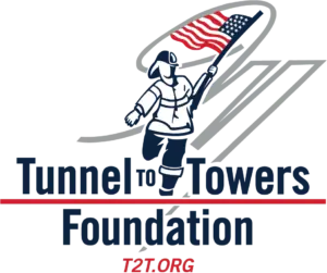 Tunnel to Towers Foundation logo with a firefighter carrying a folded flag